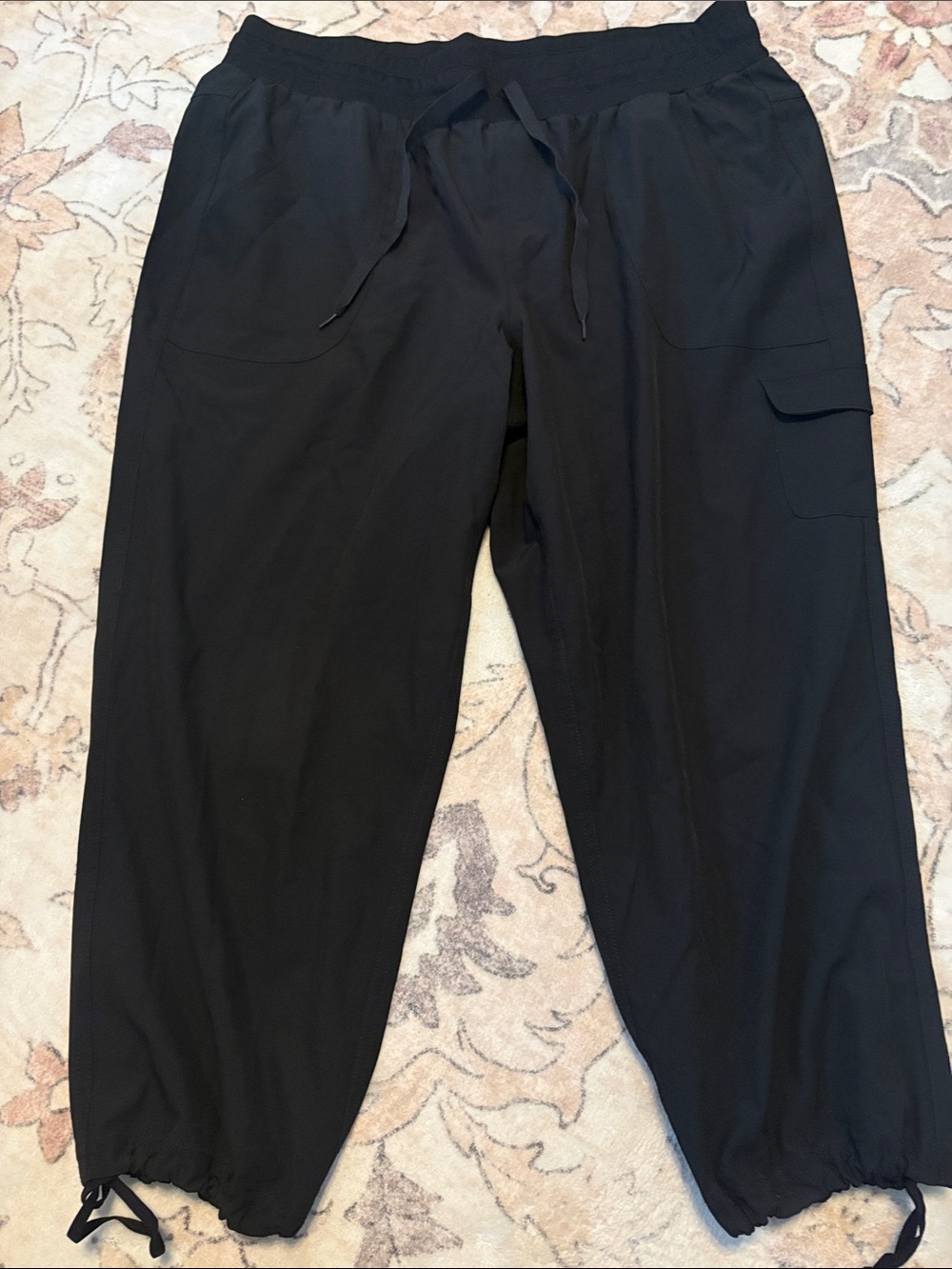 Black Drawstring lightweight cargo Pants